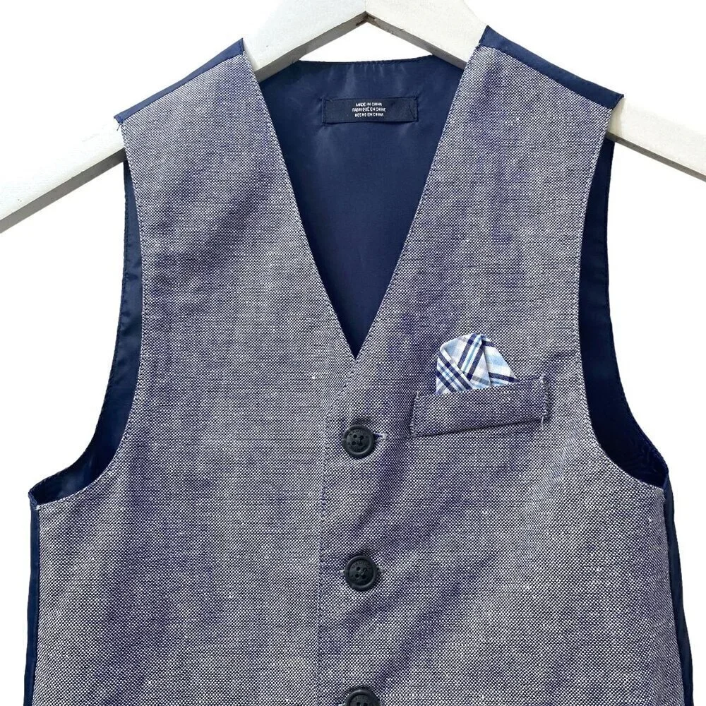 NAUTICA Boys Vest Size 5 Blue Linen Blend